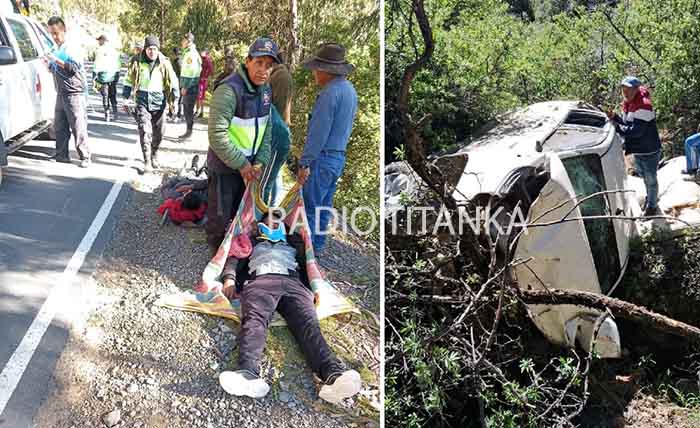 Cinco heridos dejó caída de camioneta hacia abismo en Chuquibambilla 